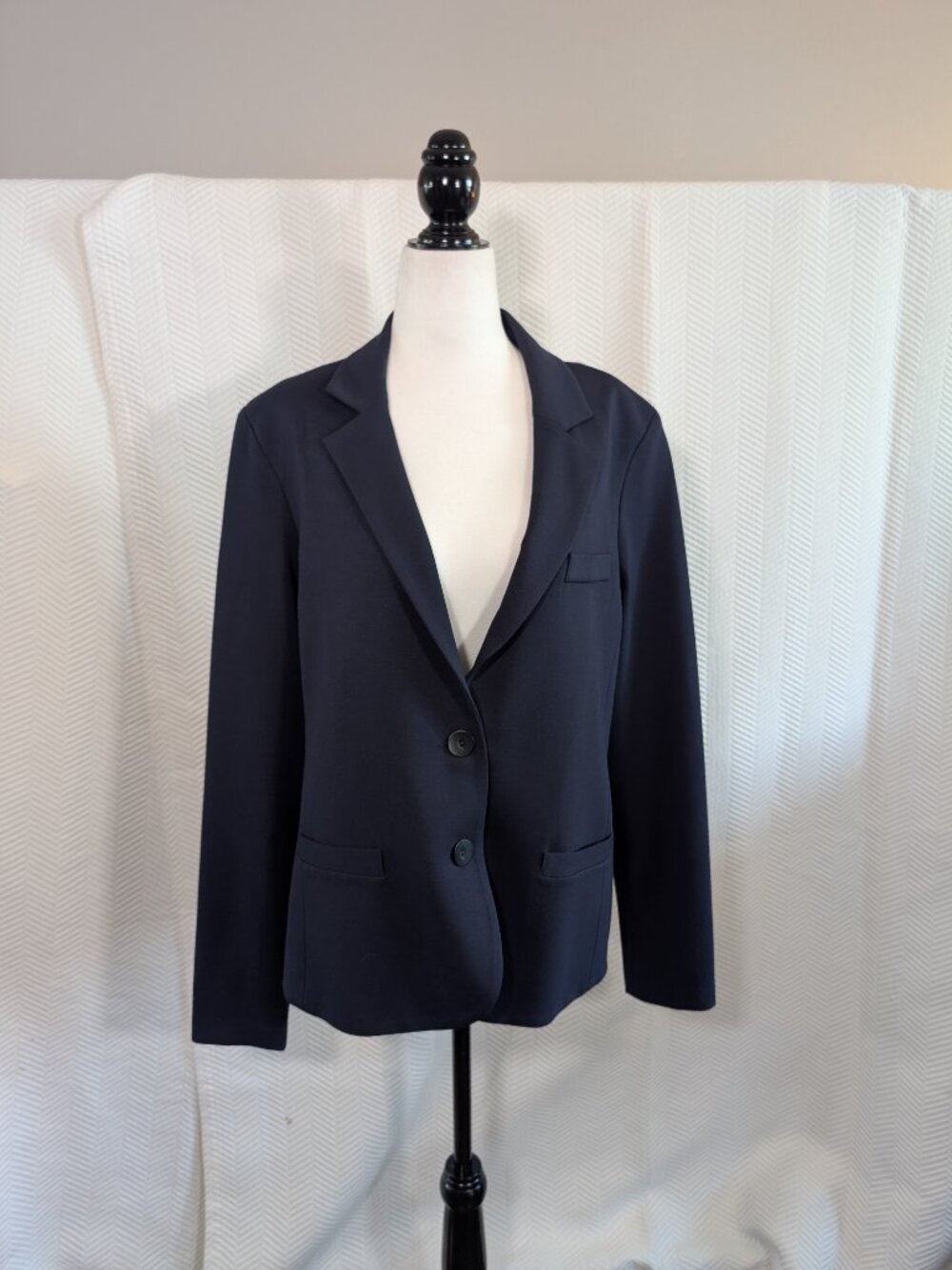 Freda’s Tailored Navy Blue Blazer Large Classic Minimalist Office Quiet Luxury